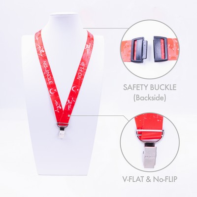 5/8" V-Flat™ No-Flip™ & Stitchless Full Color RPET Lanyard with Safety Breakaway